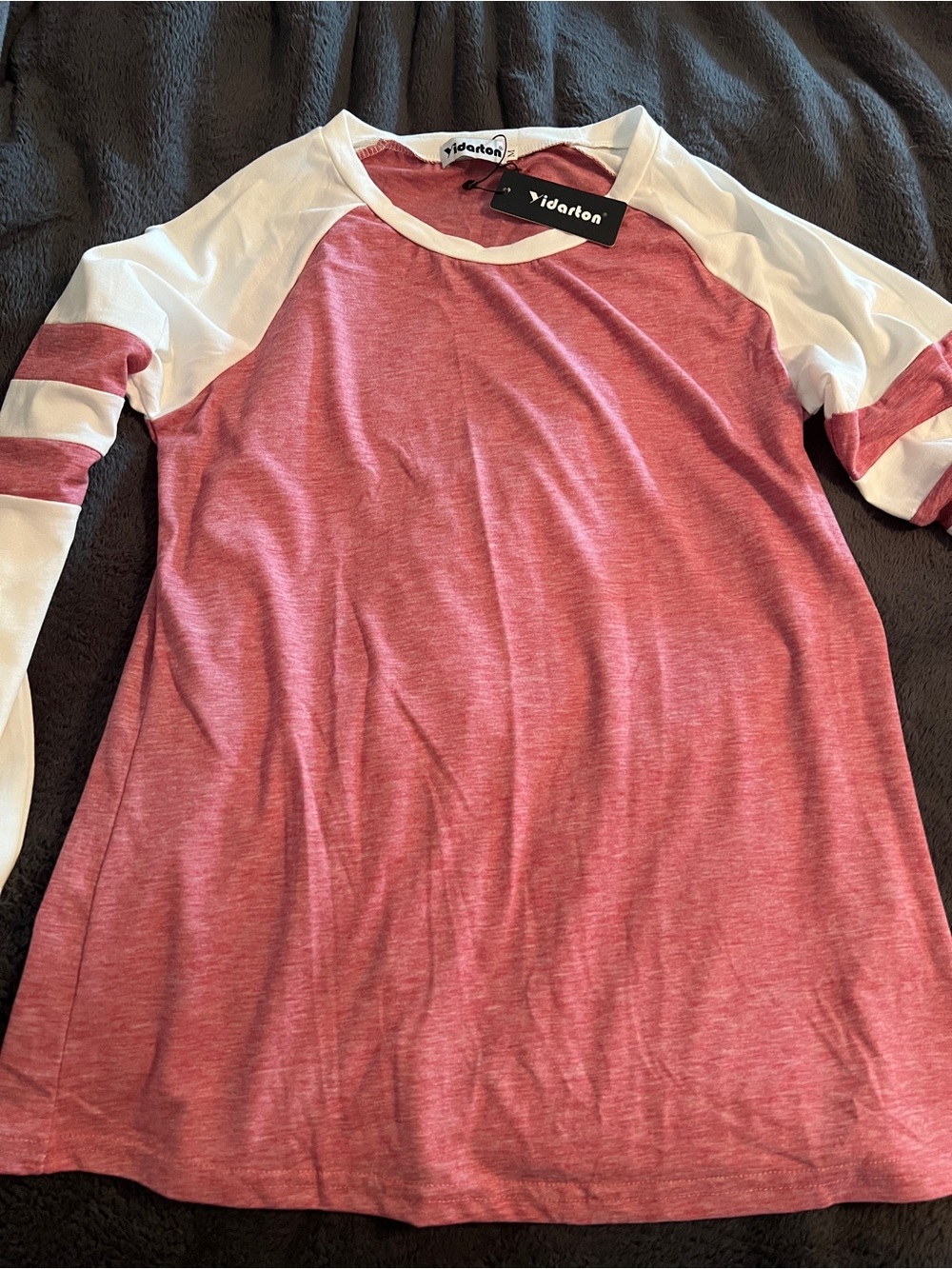 Vidarton Pink and White Raglan Long-Sleeve Tee